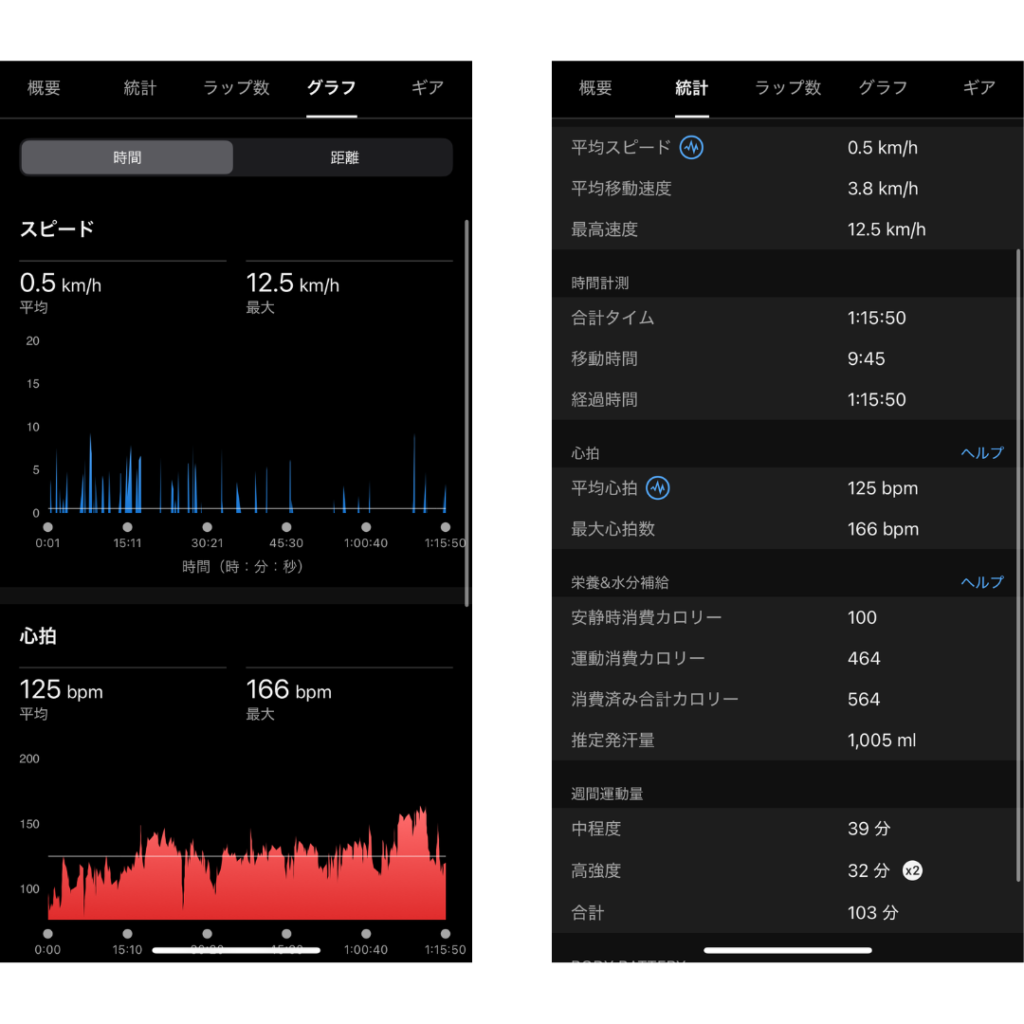 Garminによる運動状況